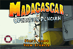 Madagascar Operation Penguin title screen for GameBoy Advance